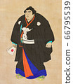 Sumo man with formal kimono in Ukiyoe Japanese art style on old paper 66795539