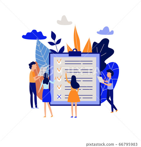 Vector flat task management man woman planner 66795983