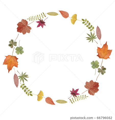 秋天的葉子框架手繪水彩插圖 插圖素材 圖庫