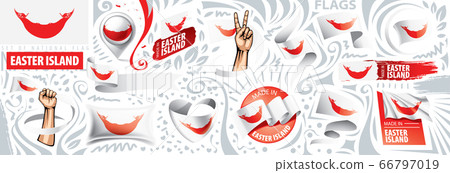 Vector set of the national flag of Easter Island in various creative designs Vector set of the national flag of Easter Island in various creative designs 66797019