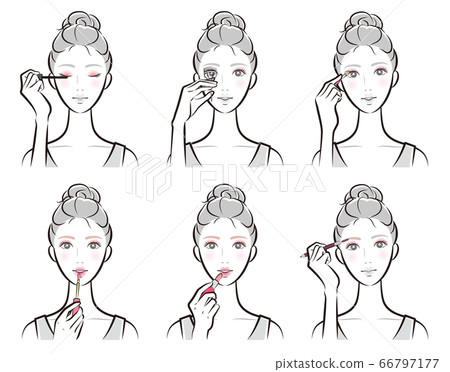 Illustration of a woman doing makeup Illustration of a woman doing makeup 66797177