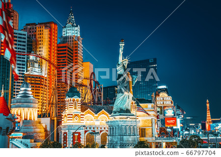 Main street of Las Vegas-is the Strip in evening Main street of Las Vegas-is the Strip in evening 66797704