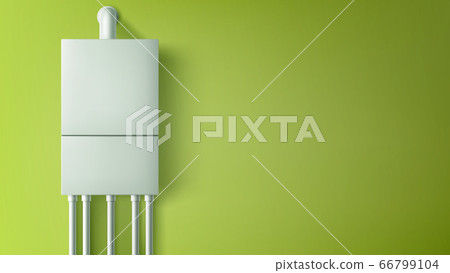 Boiler water heater with plastic tubes on wall 66799104