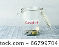 Money jar with covid19 label 66799704
