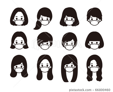 Woman icon mask monochrome illustration 66800460