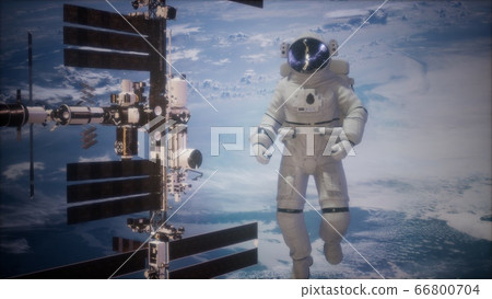 International Space Station and astronaut in outer 66800704
