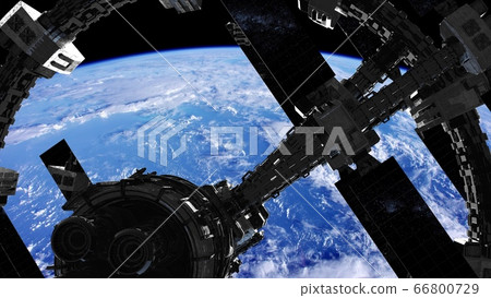 International Space Station in outer space over International Space Station in outer space over 66800729