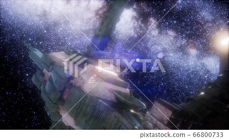 Space Ship and Milky Way Stars Space Ship and Milky Way Stars 66800733