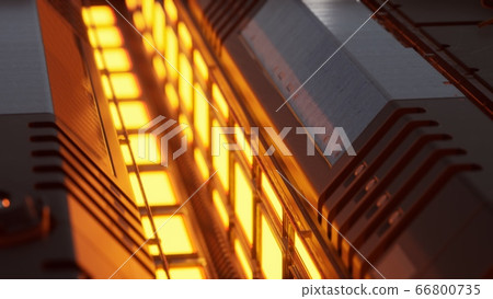 yellow lights and metal pannels in futuristic 66800735
