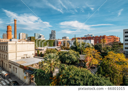 A view of area of Poblenou, old industrial district converted into new modern neighbourhood in coastal zone of Barcelona 66801015