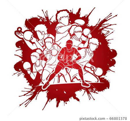 Group of Ping Pong players, Table Tennis players action cartoon sport graphic vector. Group of Ping Pong players, Table Tennis players action cartoon sport graphic vector. 66801378