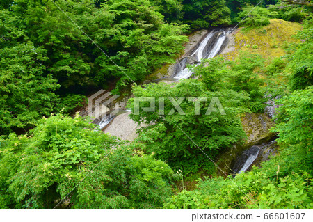 Man and Waterfall Wajima City Man and Waterfall Wajima City 66801607