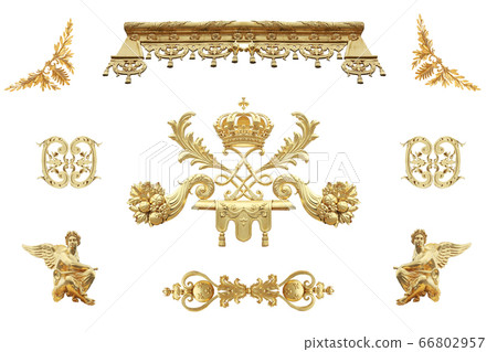 Isolated golden details of the castle of Isolated golden details of the castle of 66802957