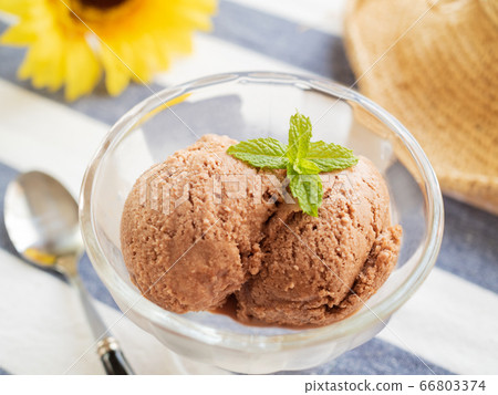 Chocolate ice cream in a glass 66803374