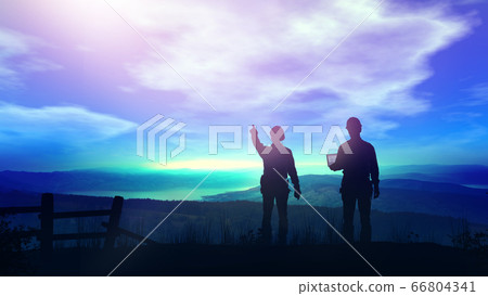 Engineers look at the site of future construction. Engineers look at the site of future construction. 66804341