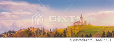 Church on top of the hill in Slovenia countryside Church on top of the hill in Slovenia countryside 66804591