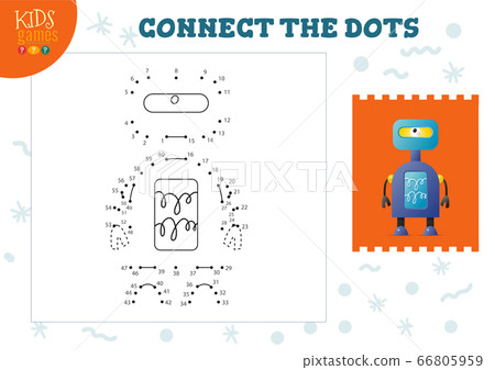 Connect the dots kids game vector illustration. Preschool children educational activity Connect the dots kids game vector illustration. Preschool children educational activity 66805959