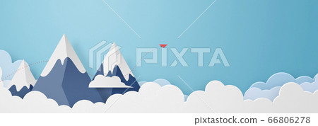 Paper Craft-Sky-Clouds-Mountains-Peaks-Paper Planes 66806278