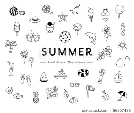 Set of handwritten summer items illustration / fashion / beach 66807428