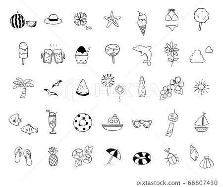 Set of handwritten summer items illustration / fashion / beach 66807430