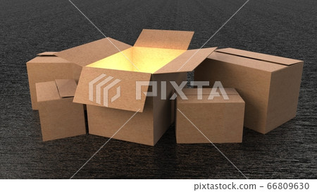 3D Box on black background 66809630