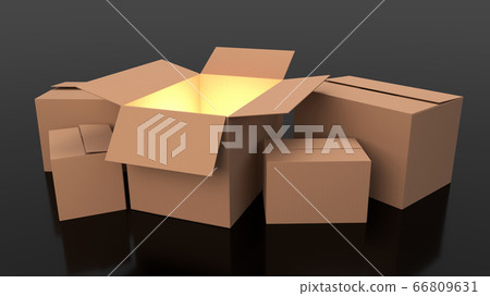 3D Box on black background 66809631