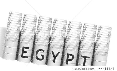 EGYPT country name on steel drums or industrial barrels for transporting liquid fuel, 3D rendering EGYPT country name on steel drums or industrial barrels for transporting liquid fuel, 3D rendering 66811121