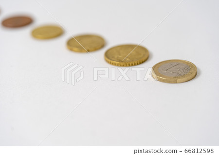 Different types of Euro coins lined up Different types of Euro coins lined up 66812598