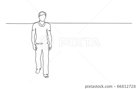 Continuous one line drawing. Walking office man - Stock Illustration ...