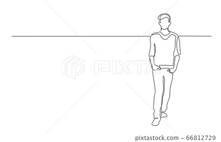Continuous one line drawing. Walking office man - Stock Illustration ...