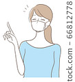 面具，女人微笑著和手指 66812778