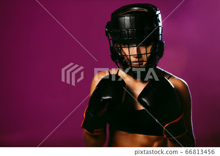 sexy woman fighter in boxing gloves sexy woman fighter in boxing gloves 66813456