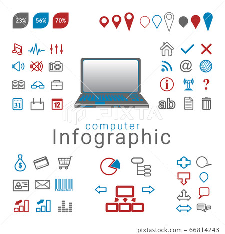 Set of computer infographic icons. Flat design media pictogram symbols. Set of computer infographic icons. Flat design media pictogram symbols. 66814243