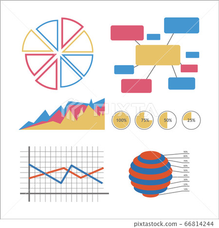 Jpeg Illustration of flat design elements for your report. Set of chart, graphics, infographic. 66814244