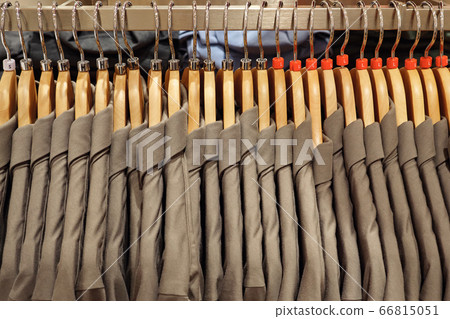 Close up of plain men's polo shirts Close up of plain men's polo shirts 66815051
