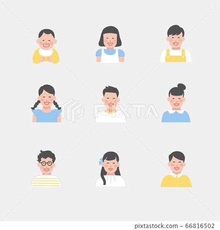 一個微笑的孩子圖標集的插圖 一個微笑的孩子圖標集的插圖 66816502