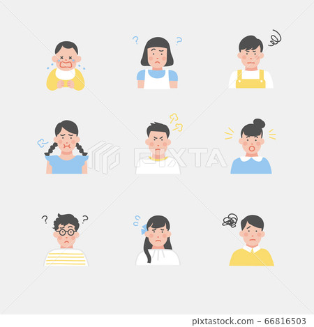 例證材料套有憂慮表示的孩子像 例證材料套有憂慮表示的孩子像 66816503
