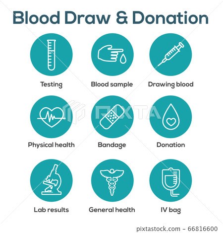 Blood testing and work icon set with syringe, Blood testing and work icon set with syringe, 66816600
