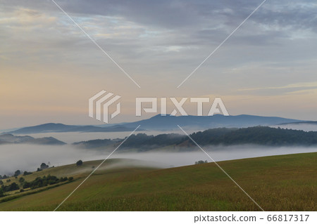 Morning fog under Vihorlat, Slovakia Morning fog under Vihorlat, Slovakia 66817317