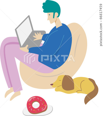 Remote work, telework, stay home, work from home men 66817459