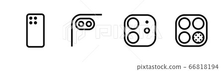 Set of Four, Dual, Two, Three Cameras and Scanner Phone Multi-Cameras icons. Editable line vector. Set of Four, Dual, Two, Three Cameras and Scanner Phone Multi-Cameras icons. Editable line vector. 66818194