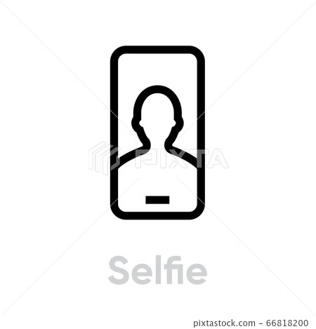Selfie Phone Camera icon. Editable line vector. Selfie Phone Camera icon. Editable line vector. 66818200