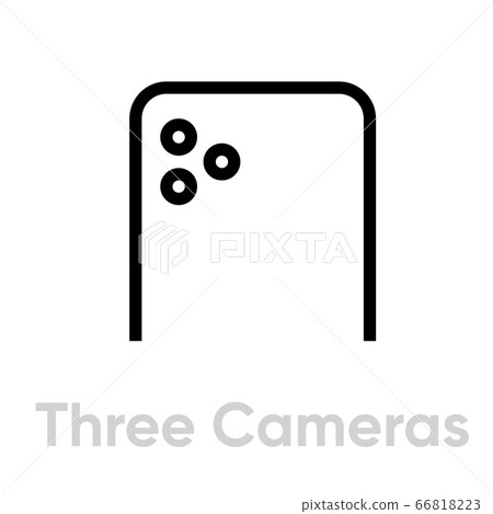 Three Cameras Phone icon. Editable line vector. Three Cameras Phone icon. Editable line vector. 66818223