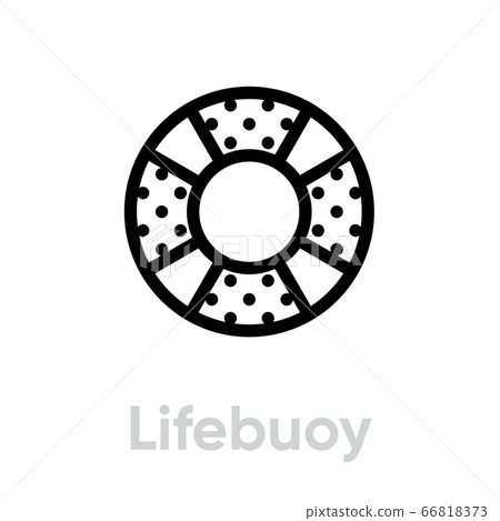 Lifebuoy flat icon. Editable Line Vector. 66818373