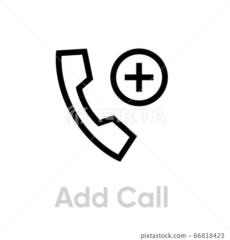 Add Call icon. Editable Vector Outline. - Stock Illustration [66818423 ...