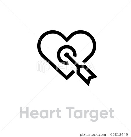 Heart Target icon. Editable line vector. - Stock Illustration [66818449 ...