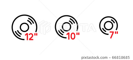 Set flat vinyl disc icon. Editable Line Vector. 66818685