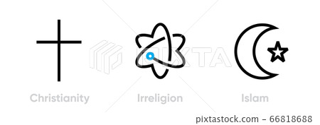 Set of Christianity, Irreligion and Islam icons. Editable line vector. Set of Christianity, Irreligion and Islam icons. Editable line vector. 66818688