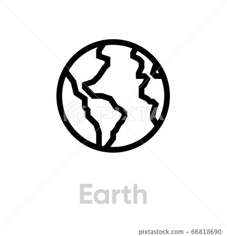 Earth icon. Editable Vector Stroke. 66818690