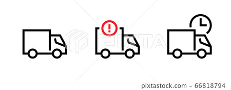 Set of blank, attention and waiting cargo delivery truck icons. Editable line vector. Set of blank, attention and waiting cargo delivery truck icons. Editable line vector. 66818794